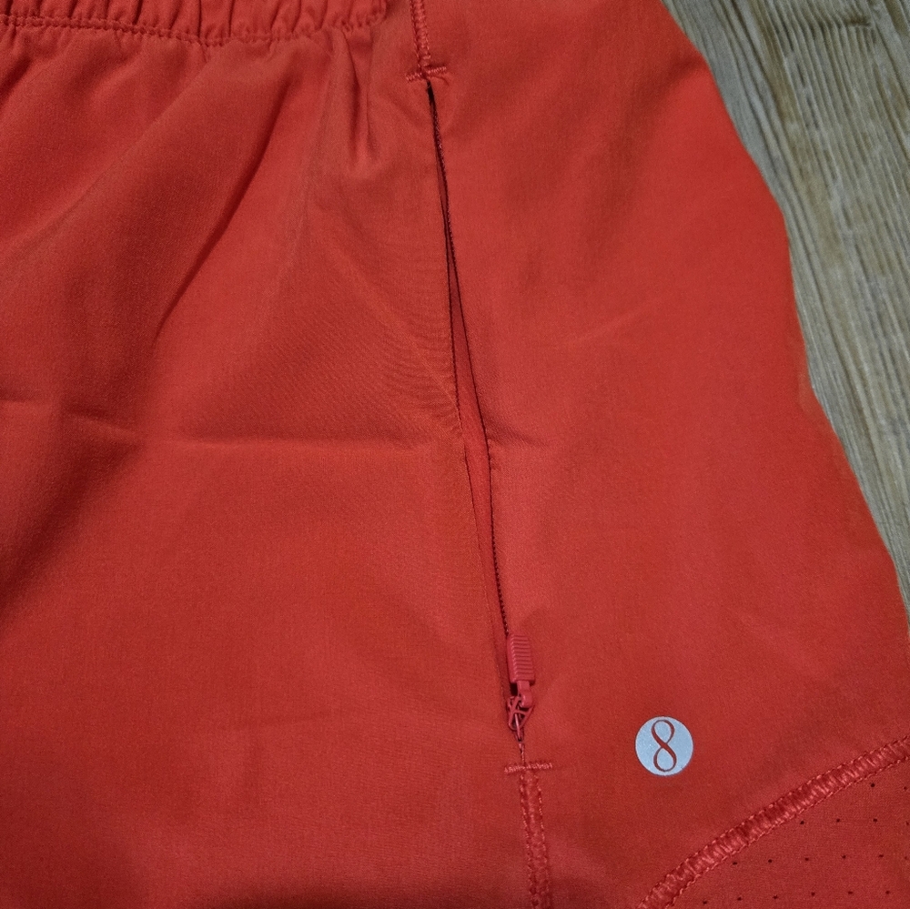 Red Athletic Shorts with Compression Layer and Elastic Waistband - Picture 7 of 14